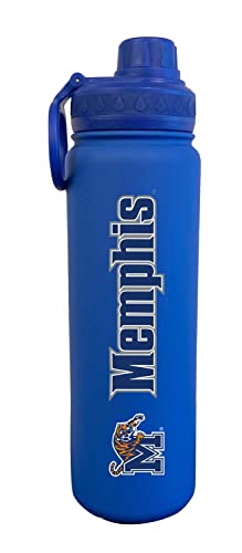 Stainless Steel Vacuum Sealed Sport College Water Bottle, Twist-On Cap, Built-In Handle For Hot Or Cold Drinks, 24 Oz (Memphis Tigers - Blue,) #TOP3