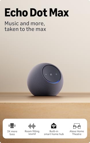 Image of All-new Amazon Echo Dot Max, Alexa speaker with 3X bass and room-filling sound, hands-free smart home management, Bluetooth, Graphite