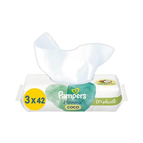 Pampers Harmonie Coco Baby Feuchttücher, (3 x 42) mit Kokosnussöl, feuchtigkeitsspendend & schützend, 126 Tücher