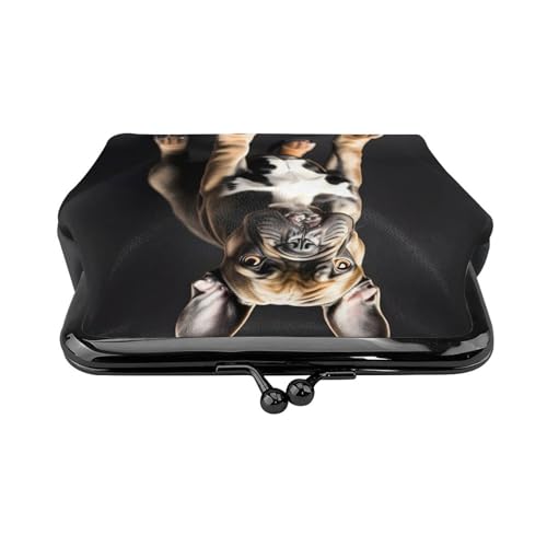 long ears french bulldog print Women's leather kiss lock coin wallet Portable wallet for office and travel2