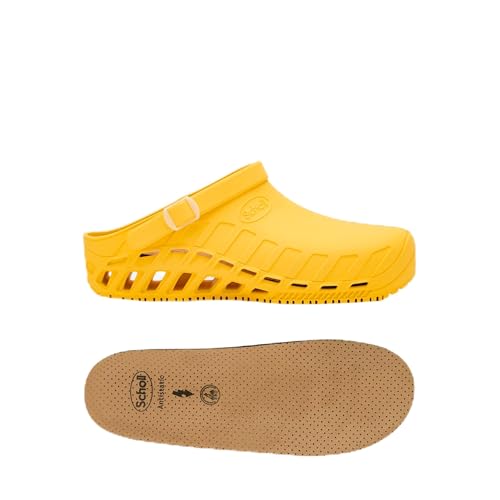 Scholl Clog Evo Amarillo: zuecos sanitarios con plantillas anatómicas antiestáticas Scholl