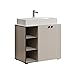 Produktbild trendteam smart living - PureBliss - Waschbeckenunterschrank - Kashmir Hellgrau - Rillenoptik - 3 offene Fächer + 1 Einlegeboden + 80cm Aufsatzwaschbecken - (BxHxT) 90 x 91 x 53cm - edle Metallgriffe
