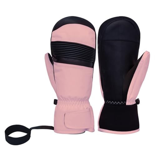 Jasaly Guantes de Snowboard de Invierno, Resistentes Al Viento y Cálidos, para Exteriores, Guantes de Esquí Impermeables con Pantalla Táctil, Color Rosa