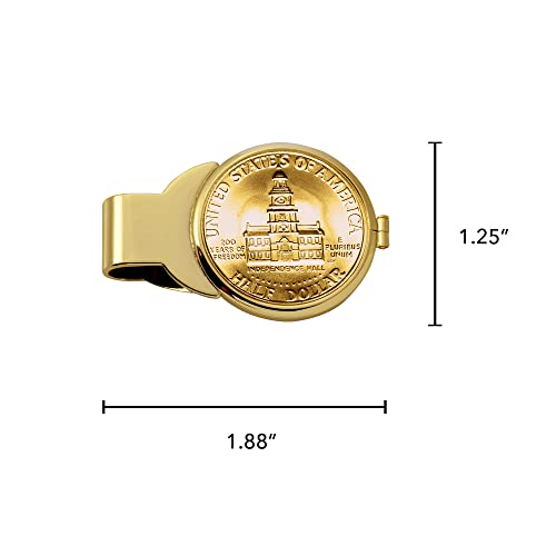 American Coin Treasures Genuine US Coin Money Clip - JFK Bicentennial Half Dollar Layered in Pure 24k Gold | Brass Moneyclip | Holds Currency, Credit Cards, Cash | Certificate of Authenticity3