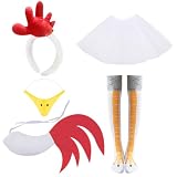 OKMIJN Hahn Huhn KostüM Set, HüHnerstirnband Und Schwanz Set Mit Flauschigem Hahn Stirnband Schnabel Pelzschwanz FüR Ostern Halloween Canival KostüMparty