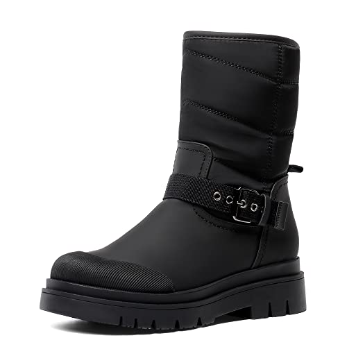 DREAM PAIRS Botas de Nieve Mujer Invierno con Forro Calido y Suela Antideslizante Botas Resistente al Agua,Size 39,Negro,SDSB2202W E