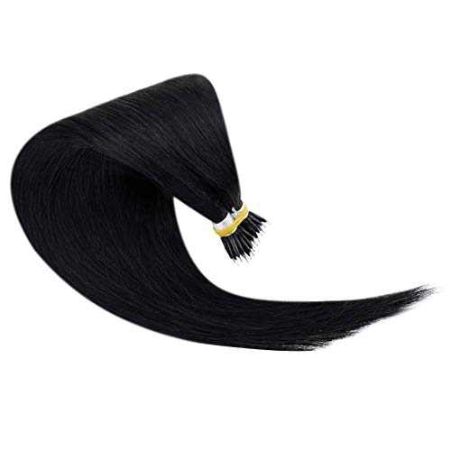 Remy Nano Hair Extensions Black Human Hair 22 Inch Long Silky Straight Nano Tip Hair Extensions Pre Bonded Human Hair 50 Strands 50g