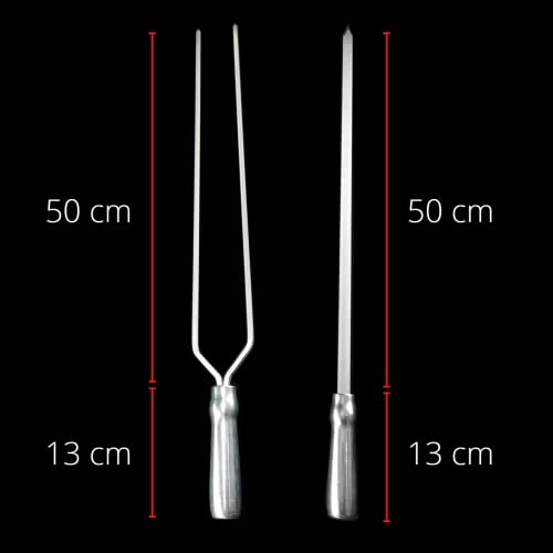 Jogo Kit Conjunto 6 Espetos Para Churrasco Alumínio 3 Retos e 3 Duplos (50cm)