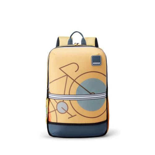 Image of American Tourister Aleo 3.0, 20L Volume 3 Compartment School Backpack with Front Organizer and Spacious Interiors for Girls and Boys - Yellow