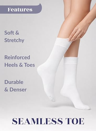 Image of Hugh Ugoli Women's Thin Soft Rayon Derived from Bamboo Crew Socks for Dress, Trouser, Seamless Toe & Non-Binding, 5-8 /9-11