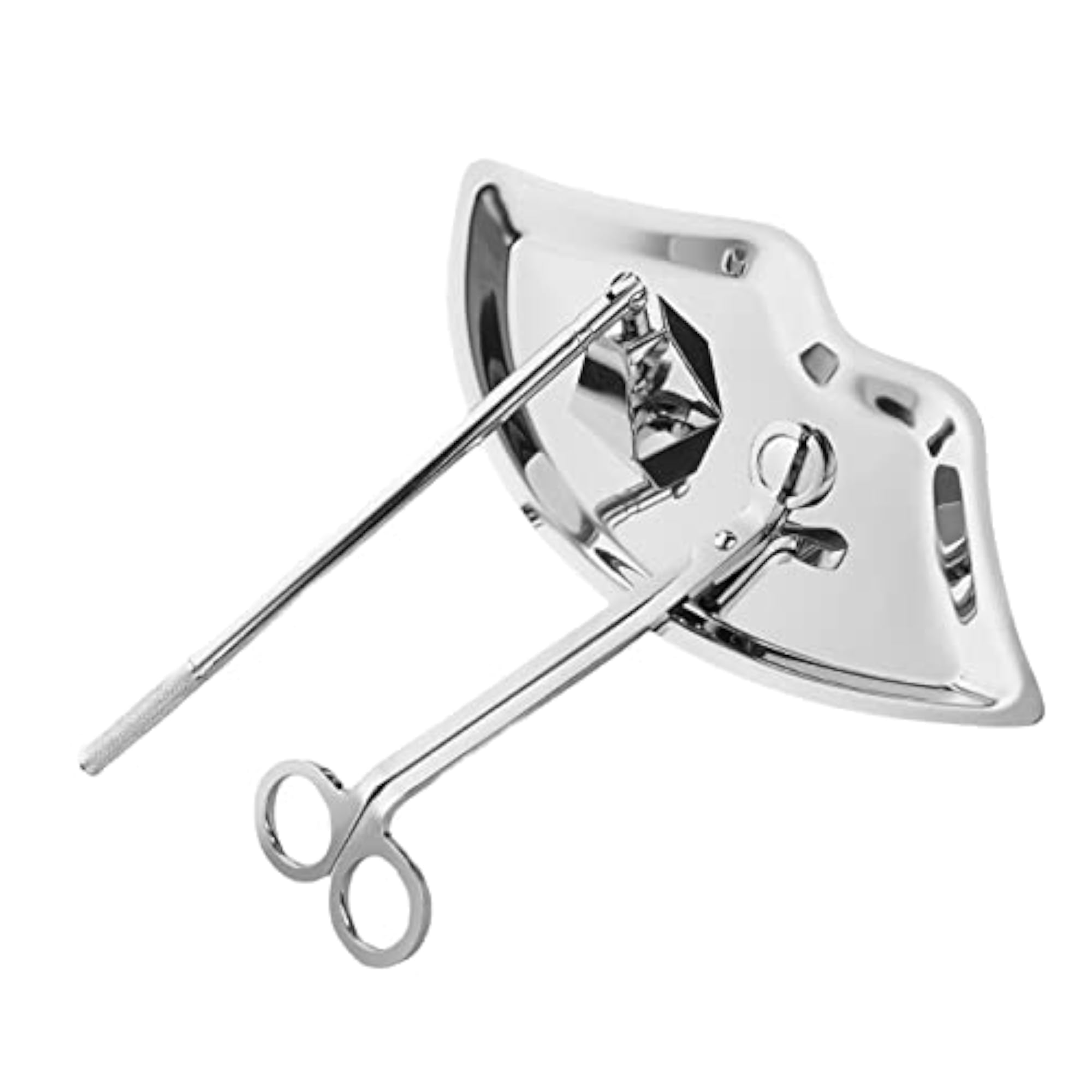 Candle Accessory Set Wick Trimmer Wick Flame Snuffer Tray Gift Silver
