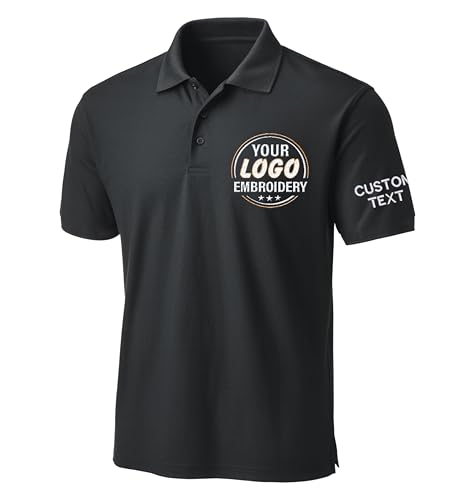 NAZENTI Custom Embroidered Polo Shirts for Men, Design Your Own Golf Jersey Personalized, Custom Company Logo Shirt for Men Women Business, Polo Uniform Shirt Embroidery