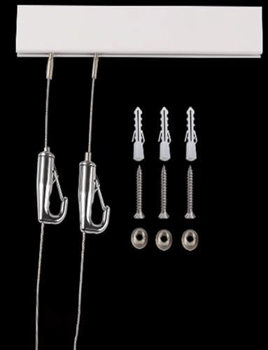 Adjustable Picture Rail Hanging Kit, 59in Aluminium Track with Steel Cables & Hooks, Perfect for Art Display in Gallery, Bedroom & Office Decor