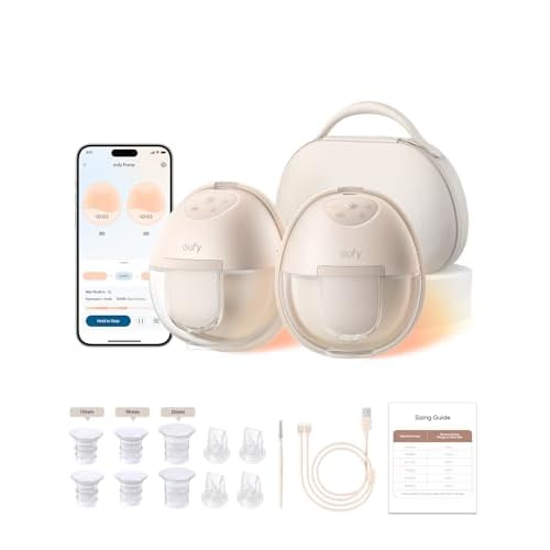 eufy Breast Pump S1 Pro, Heated Wearbable Breast Pump, Electric Hands-Free Breast Pump with Heating Technology, Portable Charging Case, App-Controlled