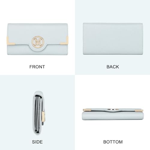 Miss Lulu Purses for Women Long Wallet Ladies Zipper Pocket Multiple Card Slots PU Leather with Metal Buckle