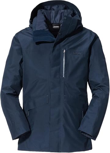 Schöffel Herren 3in1 Parka Warschau M, wind- und wasserdichte Herren Winterjacke, Parka aus Gore-Tex mit wattierter, herauszippbarer Innenjacke, navy blazer, 50