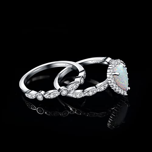 Jewelrypalace Classic Pear Cut 2.5Ct Created Opal Halo Engagement Rings For Women, Infinity 925 Sterling Silver 14K Gold Promise Ring For Her, Marquise Twisted Anniversary Wedding Bands Bridal Sets 6 #TOP3
