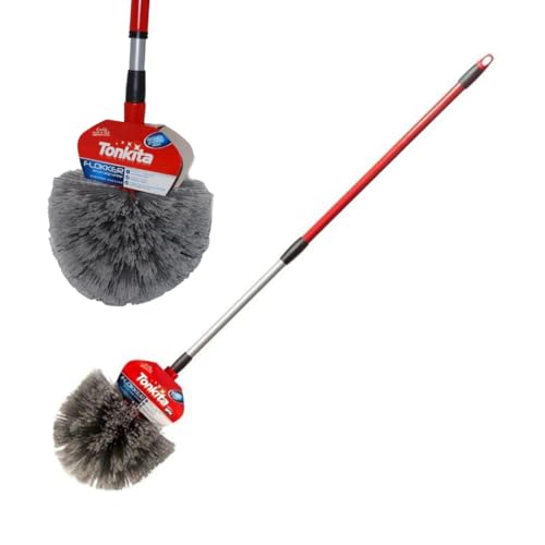 Tonkita Extendable Handle Cobweb Brush Telescopic Duster Extends 90–150cm Dome Head Anti-Static Washable Removable Head Indoor & Outdoor Ceiling & Wall Cleaning Tool