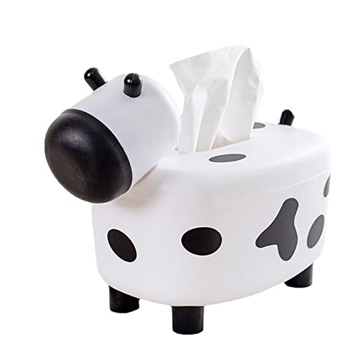 Surakey Cow Tissue Box Cover Holder Desktop Lovely Cow Shape Tissue Paper with Toothpick Dispenser Sorage Organiser Cell Phone Stand Black Gel Pen Suit for Home Bedroom Living Room Office, Type 1