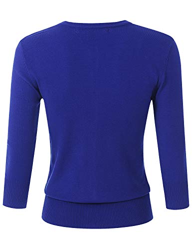 Image of Women's 3 /4 Sleeve Crew Neck Button Down Stretch Knit Cardigan Sweater (S-3XL)