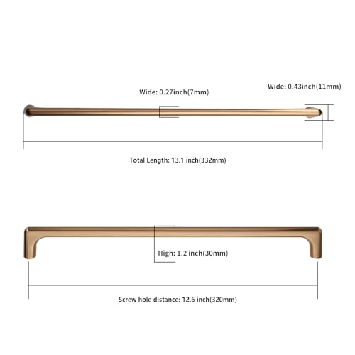 Image of 9BUILD 6 Pack Champagne Bronze Cabinet Pulls 12.6 Inch Kitchen Cabinet Handles Cabinet Hardware Kitchen Handles for Cabinets Wardrobe Pulls Dresser Pulls Drawer Handle