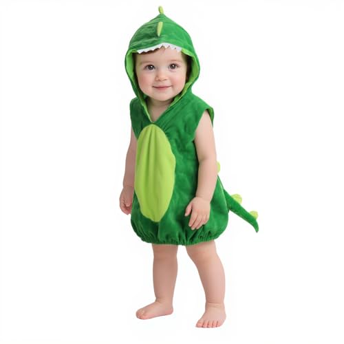 VZQI Baby Unisex Plush Animal Outfit Toddlers and Kids Dinosaur Sleeveless Hooded Dress