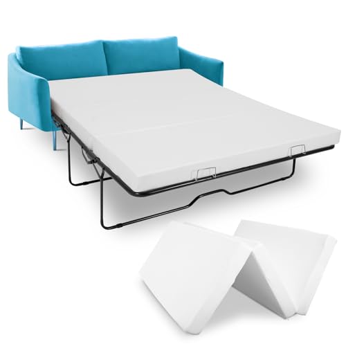 Meulbaty Colchón de espuma viscoelástica de 10 cm con funda lavable para sofá cama y sofá cama, tamaño doble (180 cm x 135 x 10 cm), (sofá no incluido)