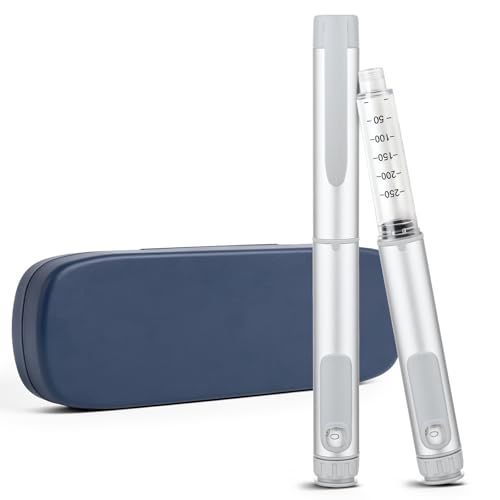 80 Unit Peptide Pen Injector - Reusable Metal Injection Pen with Adjustable Dose Dial Universal Compatibility Include Travel Case for Home Travel Business (Silver)