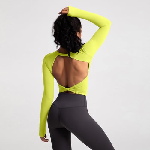 Image of ABOCIW Women Twist Back Workout Top with Built in Bra Cap Sleeve Pilates Yoga Crop Top Athletic Gym Shirt