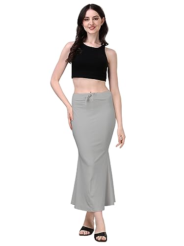 Image of Women's Saree Shapewear Petticoat, Cotton Blend Stretchable Mermaid Skirt, High Waist Tummy Control, Smooth Curve Fit with Adjustable Drawstring