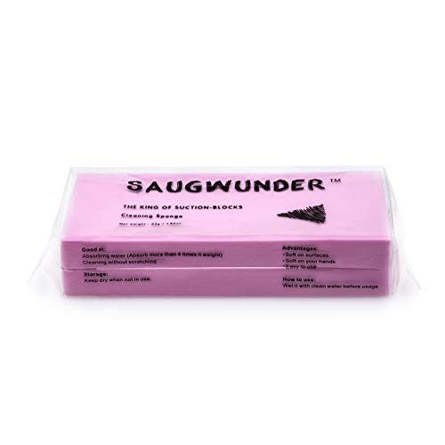 SAUGWUNDER Cleaning Sponge Super Absorbent Water Durable ^~ You Know 17.5×7.5×3.5 cm[6.9 x 3 x 1.38 inches] Use for Household Clean Cars/Boats The dust and Dirt on Furnitures,Bathtubs&etc. (Pink)