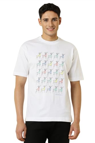 Image of Allen Solly Men's Cotton T-Shirt | Drop Shoulder | Chest Print | Regular Fit | Casual Streetwear Style