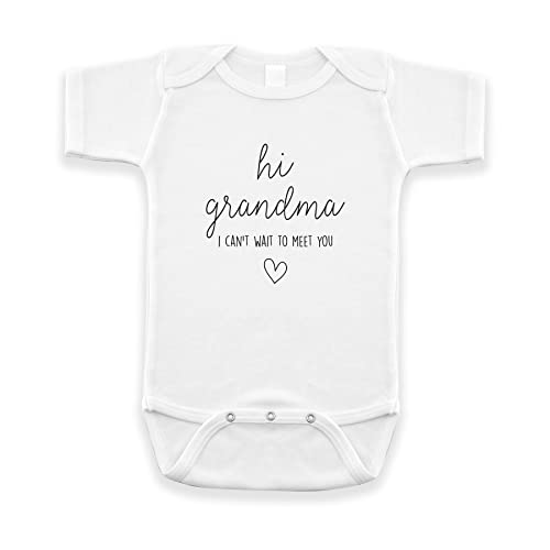 Image of Pineapple Pancake Kids Hi Grandma I Can't Wait To Meet You Pregnancy Announcement Infant Bodysuit - Surprise Gift For Grandma