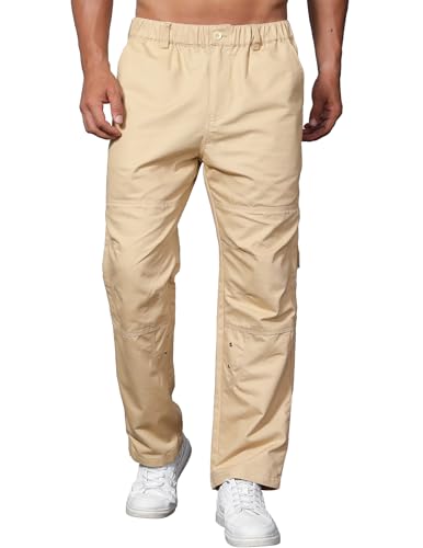 YYA Men's Straight-Fit Stretch Cargo Pant Elastic Waist Sports Pants with Pockets, S-XXL2