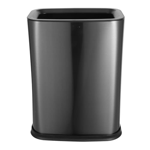 BESPORTBLE Cubo de Basura de Acero Inoxidable sin Tapa de 8l Negro Titanio con Doble Cubo Interior Extraíble para Baño, Cocina y Sala, Bote de Basura Resistente E Inoxidable para Hogar