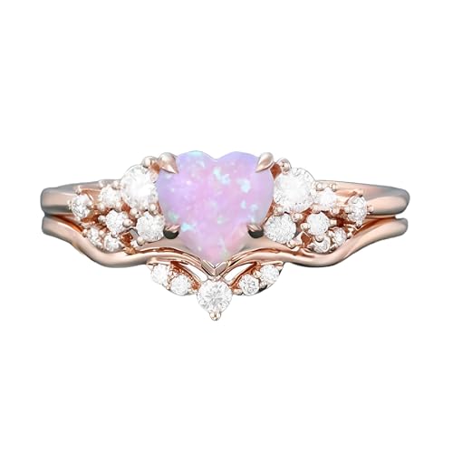 1 Carat Heart-shaped Gemstone Engagement Ring Set for Women, 10K/14K/18K Gold Cluster Rings with Diamond Vintage Bridal Wedding Promise Ring Sets Gift for Wife Mom Nana4