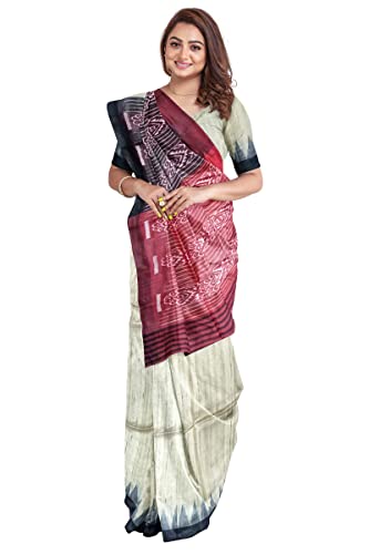 NUAPATANAPATA Odisha Handloom sambalpuri tussar ghicha silk Gopalpur Pure Tussar Ghicha Raw Silk Saree with Ik