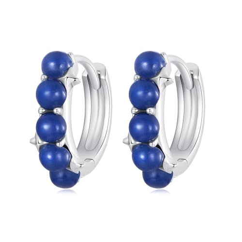 Boucles d'oreilles créoles Argent 925 Saphir Bleu pour Sublimer vos Tenues Élégan