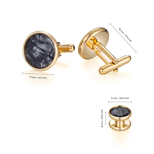 Image of wynameleri Mens Classic Shirts Cufflink Studs, Mother-of-Pearl Tuxedo Shirt Button and Cuff Links Set, Formal Business Wedding Jewelry