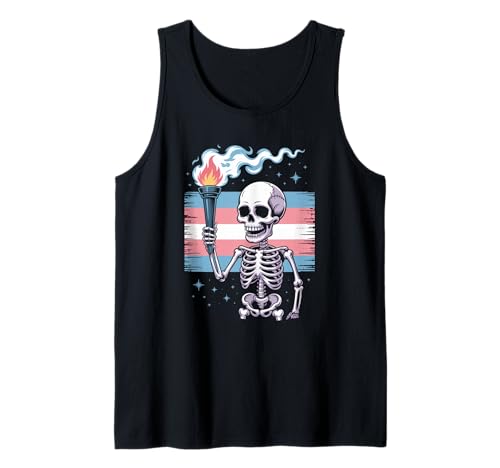 Skeleton Transgender Pride Torch LGBTQ Equality Donne Uomini Canotta