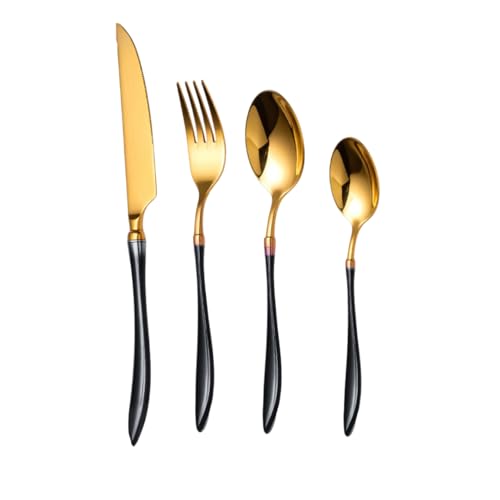 Besteck Set 6 Personen – Edelstahl 18/10 Silber-Gold – Luxus Besteck Spülmaschinenfest & Rostfrei – Modern Ergonomisch – Geschenkbox – PVD...