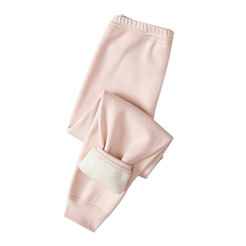 Pantalones de chándal para niños, unisex, para invierno, cálidos, sólidos, de forro polar acanalado, forrado, pantalones de chándal, Rosa., 13-14 años