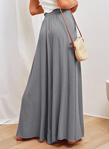 Image of Dokotoo Pants for Women Casual Elastic Waist Wide Leg Pants with Pockets