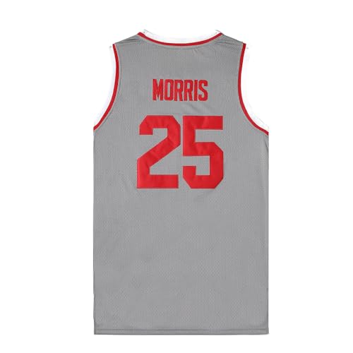 Men's #25 Morris Vintage Throwback Basketball Jersey Top Stitched (US, Alpha, XX-Large, Regular, Regular, Gray)
