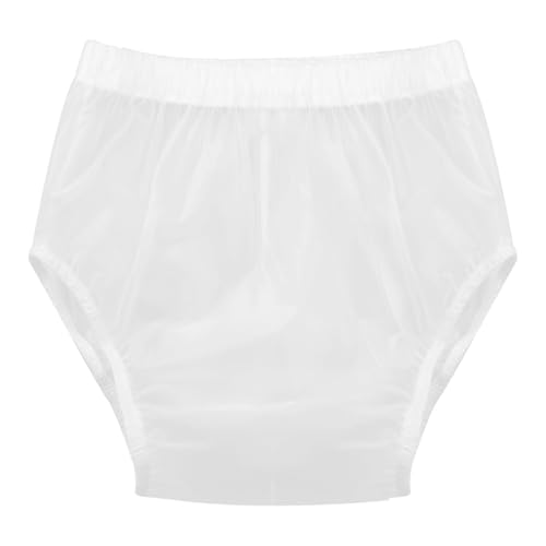 renvena Fundas para pañales para adultos, mujeres, hombres, incontinencia, calzoncillos lavables, impermeables, pantalones de pañales, ropa interior a prueba de fugas, color blanco mate, L