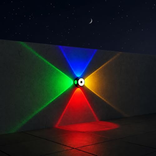 Image of FERA Waterproof Up Down Led Wall Lamp, Aluminium IP65 Body 4+1 Ray, Multycolor, Indoor /Outdoor Decorative Wall Sconce Light, (Ironman Color)