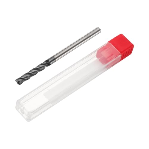 Image of HARFINGTON Carbide Square Nose End Mill Bit 3 /16 inch Cut Dia 4 Flutes TiAlN Coated Milling Cutter for Hardened Steel Metal (3 /16 inch Shank 1 inch Cut Length 3 inch Long 30 Degree Helix)