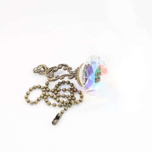 Image of 1Pcs Crystal Ceiling Fan Pull Chains Ornament Colorful Diamond Pendant Switch with 12 Inches Line Bead for Ceiling Light Desk Lamp