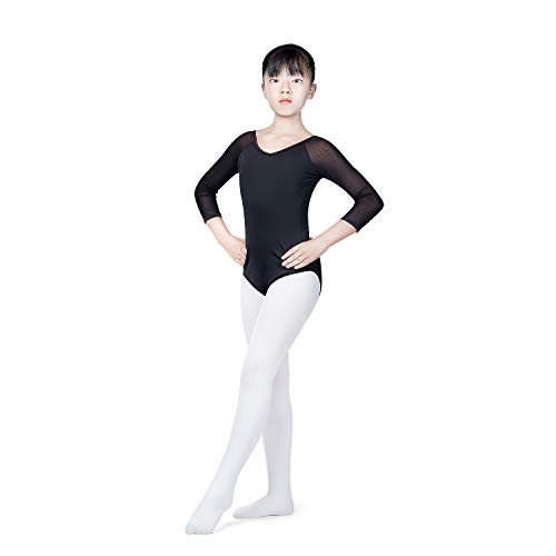NEWCHAO Mädchen tanzen Ballett Strumpfhose Footed Student Training Strumpfhose für Kinder Erwachsene Weiß Pink XS-L