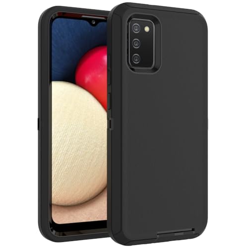 WOGROO Case for Galaxy A02S, Heavy-Duty Tough Rugged Shockproof Drop Protective Cover Cases for Samsung Galaxy A02S, Black